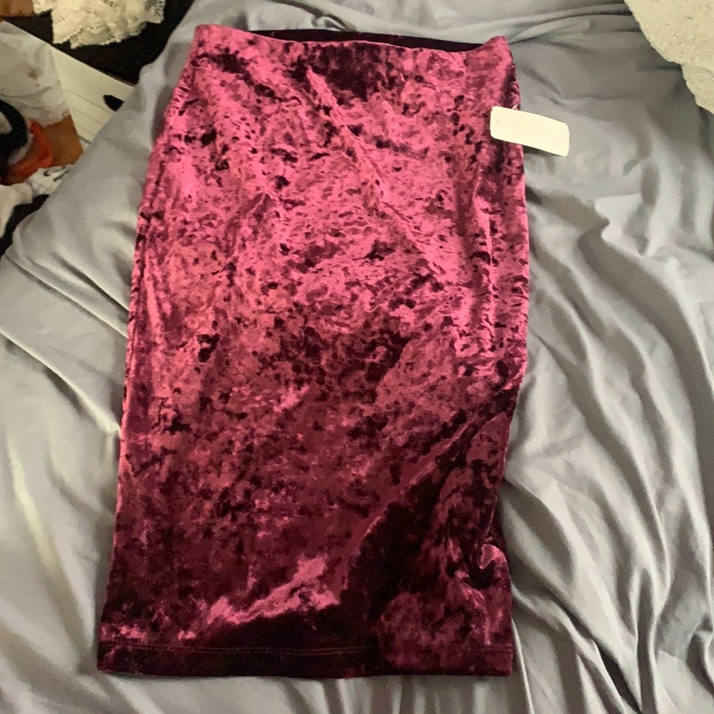 Velvet maroon knee length skirt